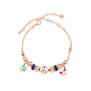 Pulsera de Cuentas Delicadas con Dijes de Flores y Circonitas, Estilo Moderno, Hecha a Mano en Turquía, Certificada por Terceros, Joyería de Plata de Ley 925 - Product Image 2