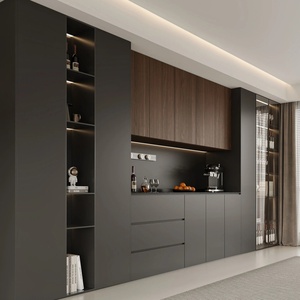 Ensemble complet de meubles de salon de style italien 2026 en bois massif, écologique, avec armoire à vin à hauteur réglable et éclairage de style français - Product Image 6