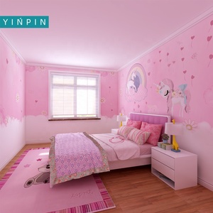 Papel Tapiz 3D Impermeable con Unicornios Rosas para Niñas, Decoración del Hogar - Product Image 1