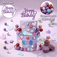 Kit de Decoración para Pastel de Música KPOP, Letrero de Feliz Cumpleaños con Brillantina, Bola de Discoteca, Estrella, Corazón, Nota Musical, Micrófono, Letras, Artículos para Fiestas de Niñas
