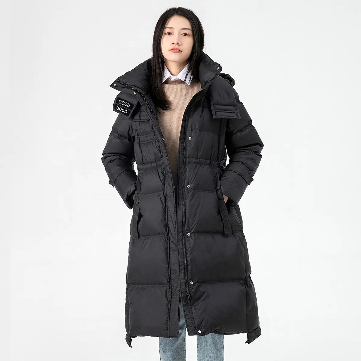 Winter Women Long Down Puffer Jacket Outdoor Thick Puffer Coat Light Weight Woman Down Jacket