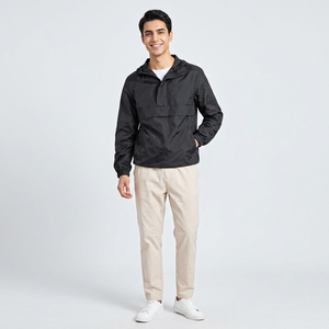 Pullover Patched <b>Half</b> <b>Zip</b> Hooded Wind Nylon <b>Jacket</b> Custom waterproof Windbreaker <b>jackets</b> for <b>men</b> - Product Image 1