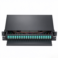 Panel Patch Fiber Optik LC OM3 1U 19 Inch 24Core 48Core Duplex Rak Mount Slide Out ODF 12Port 24Port Optical Distribution Frame