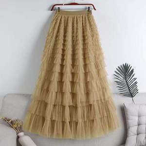 <span class=keywords><strong>Jupe</strong></span> <span class=keywords><strong>longue</strong></span> en tulle bleu roi pour femme, taille haute, à volants, pour invitée de <span class=keywords><strong>mariage</strong></span>, vente en gros, OEM, couleur personnalisée, grandes tailles, lot - Product Image 3