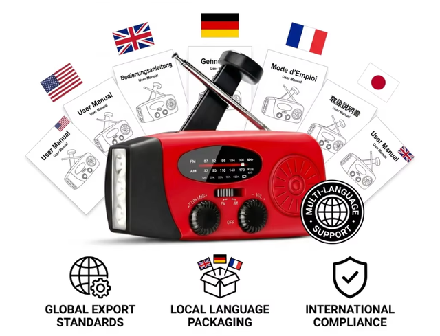 Small MOQ Multifunctional Solar Hand Crank Radio Emergency 2000mAh Battery Charger LED Light SOS Siren for Disaster Preparedness