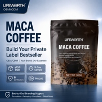 LIFEWORTH Minuman Energi Pria Label Pribadi, Bubuk Herbal Vitalitas, Tongkat Maca Ginseng, Produsen OEM ODM HALAL