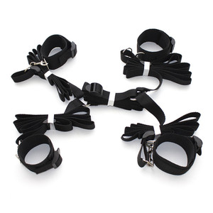 Menottes et attaches de lit noires pour couples, jeux pour adultes, bondage BDSM, jouets sexuels - Product Image 1