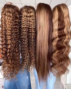 Perruque frontale en dentelle transparente 13x4 double trame pour femmes P4/27, densité 180%, cheveux humains lisses, longueur longue, toutes les couleurs - Product Image 4