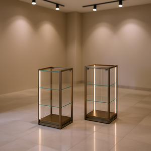 Vitrina de Hierro 45x45x95cm, Bronce, con Sistema de Iluminación Vertical para Mostradores de Venta - Product Image 3