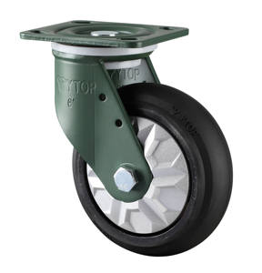 YTOP 4" 5" 6" 8" Schwarze Gummi-Rollen, Feststell- oder Lenkrollen, Hochleistungsrollen aus Manganstahl - Product Image 1