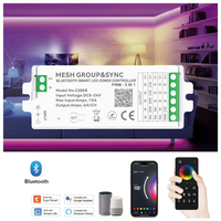 SXZM 5-en-1 RGBW LED Strip Light Controller Zone MESH Group Sync APP Control DC12V-24V Constant Voltage Dimmer 6A Courant de sortie