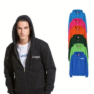 Vêtements d'extérieur décontractés pour hommes en tissu polaire de coton, avec fermeture éclair, brodés, écologiques, imprimés numériquement, pour l'hiver - Product Image 4