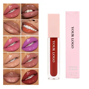 Wholesale Private Label Non-sticky vegan waterproof Cosmetics High Bright Plumper Rebrand shimmer Lipgloss with Your Logo