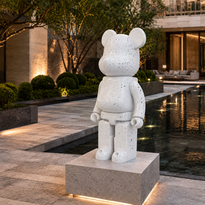 Moderna Figura Decorativa de Oso de Travertino Tallada a Máquina, Color Beige, para Exhibición en Interiores del Hogar - Product Image 5