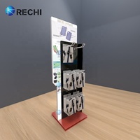 RECHI compteur rotatif acrylique téléphone portable accessoire détail présentoir support avec crochets pour coque de téléphone chargeur câble étagère