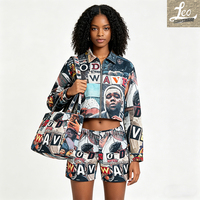 Veste en tapisserie pour femme, MOQ 1 pièce, personnalisée, jacquard, style bomber, crop top, grandes tailles