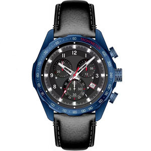 Orologio da Uomo Personalizzato con il Tuo Marchio e Design, Quadrante Dorato Lucido, Cronografo con Cinturino in Pelle Verde Erba e Cassa in Acciaio U3048 - Product Image 2