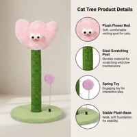 Griffoir pour chat compact, écologique et durable en velours floral avec corde en sisal et base stable, mini-griffoir pour chaton pour petit carton