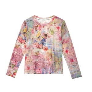 Sweet Printed Slim-fit T-shirt 26 Spring and Summer New Age-reducing Round Neck Slimming Inner Outer Wear Base Top - Product Image 5