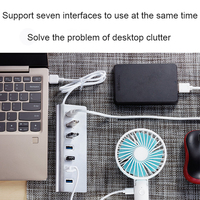 Adaptador de sincronización de datos de carga portátil, divisor de concentrador USB de alta velocidad de 7 puertos de aleación de aluminio 3,0, 5Gbps, para Macbook, PC, ordenador portátil