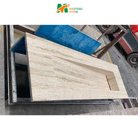 Dalle de pierre de marbre travertin turc pierre naturelle Crema Traventin Texture de bois carreaux de travertin de marbre