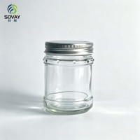 Stoples Kaca Silinder 180ml Bergaya dengan Motif Titik, Badan Tengah Halus untuk Label, Ideal untuk Madu, Rempah-rempah, Selai Kacang, dan Selai Lainnya