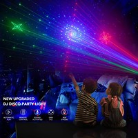 Mini projecteur laser LED à commande vocale, auto-propulsé, stroboscopique, pour scène, discothèque, bar, karaoké, fête familiale, rouge, vert