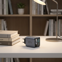 Adaptateur de chargeur de téléphone USB KYT 67W Mini Gan Led avec écran numérique interactif