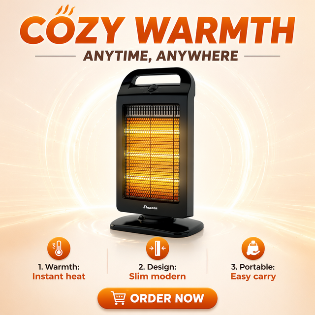 Portable Easy Use Halogen Electric Heater Fan 400/800/1200W Infrared Heater