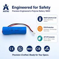 Baterai Li-Polymer 18650 Kustom 3.7V 1800mAh 6.66Wh Isi Ulang Silinder Konektor JST Kamera Keamanan Lampu LED