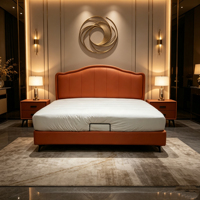 Lit de luxe en cuir souple réglable, taille King, avec cadre métallique en pin, durable et écologique, pour chambre moderne – Vente directe usine