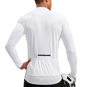 <b>White</b> Long Sleeve Cycling Jersey <b>Men</b> Breathable Polyester Bike Base Layer Road Cycling Shirt - Product Image 4
