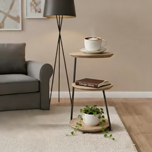 Table basse moderne à 3 niveaux avec cadre en métal et bois pour salon et chambre à coucher meubles de <span class=keywords><strong>maison</strong></span> - Product Image 4