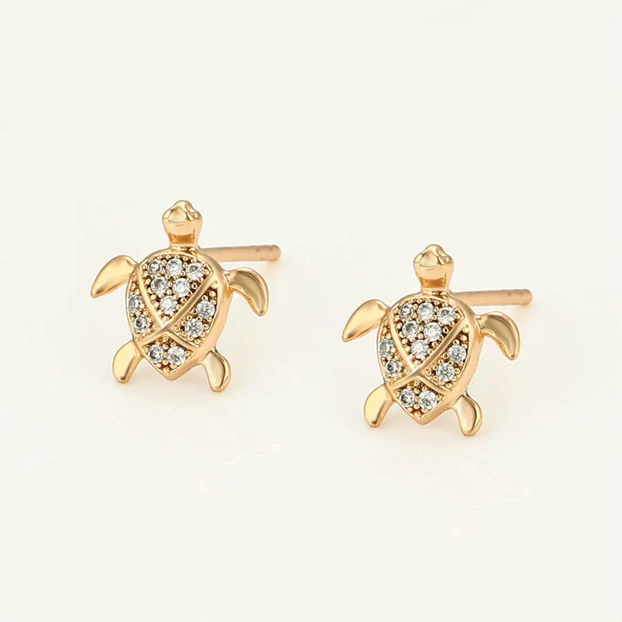 A00677551 مجوهرات Xuping أزياء أنيقة 2021 جديد الماس مرصع 18K الذهب الأقراط السلحفاة