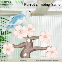 Perchoir en bois pour perroquet, structure d'escalade multi-niveaux, jouets pour oiseaux, décoration de cage pour calopsit, perruche, agapornis, fleur de cerisier