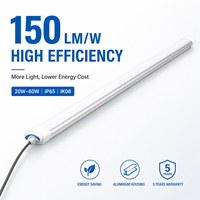 Luminaire linéaire industriel LED haute efficacité 150LM/W, étanche IP65, résistant aux chocs IK08, en aluminium