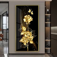 Keanggunan Modern: Dekorasi Dinding Porselen Kristal Modern, Lukisan Gantung Singa dengan Lampu LED