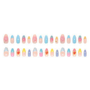 Nuevas <span class=keywords><strong>uñas</strong></span> postizas de lujo de verano con diseños 3D tallados, <span class=keywords><strong>uñas</strong></span> postizas de almendra con <span class=keywords><strong>flores</strong></span> pintadas, <span class=keywords><strong>uñas</strong></span> postizas de cobertura completa, removibles - Product Image 4