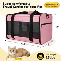 Sac de transport pour animaux de compagnie, pour chat et chien jusqu'à 16 lb, approuvé par les compagnies aériennes, en maille respirante, avec bandoulière