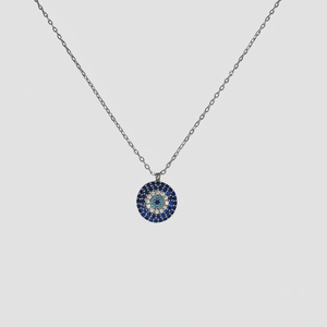 Collier pendentif fin en métal couleur argent design mauvais œil - Product Image 2