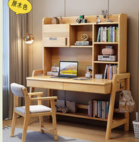 Bureau d'étude en bois massif avec étagère et hauteur réglable pour enfants et bureau à domicile - Vente en gros