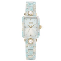Asta Montre Quartz Femme Acétate Nouveau Style Mince Carré Cadran Ensoleillé Bleu Résine Logo Custom OEM
