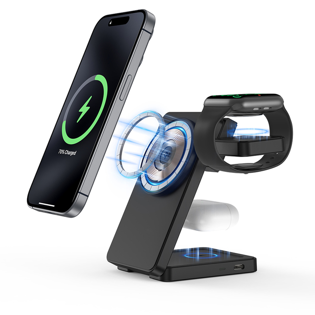 High Quality Qi2 15W 3 in 1 Fast Charging Foldable Portable Magnetic Wireless Charger for iPhone