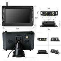 Moniteur de recul numérique sans fil avec écran IPS 5 pouces pour voiture, système d'aide au stationnement avec caméra de recul, vision nocturne, étanche pour camping-car