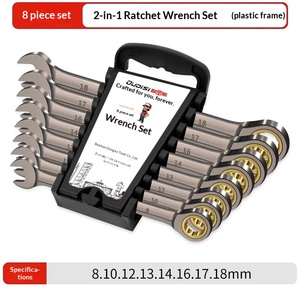 Juego de Llaves de Trinquete Reversibles DISEN de 6 Piezas, Métricas de 8-19 mm, 72 Dientes, Acero CR-V, Niquelado, con Soporte Organizador de Diseño de Manivela - Product Image 3