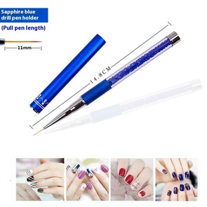 Pinceau liner pour nail art à manche diamanté avec capuchon, en nylon et virole métallique, pour dessin de lignes fines, peinture gel et décoration de manucure - Product Image 2