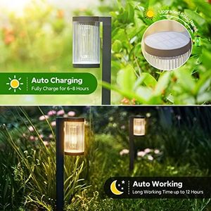 Lot de 6 lampes solaires d'extérieur super lumineuses, étanches IP65, 12 heures d'autonomie, pour allées de jardin, aménagement paysager, éclairage décoratif WADE-JS - Product Image 6