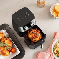 Friteuse à air électrique en acier inoxydable, design transparent, grande capacité 6L, modèle mécanique multifonctionnel pour la maison
