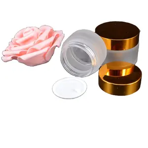 Miễn phí mẫu 5g 5ml 10g 10ml 15g15ml 30g 30ml 50g 50ml 100g 100ml vàng có nắp đậy Frosted Glass mặt Kem Jar