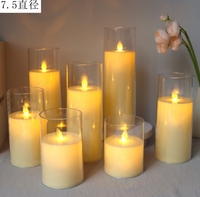 Bougie décorative électronique lumineuse simulée à tête oscillante en verre acrylique LED